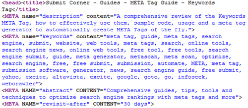 HTML metatags