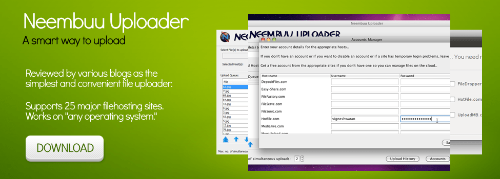 Neembuu: Levanta archivos a Dropbox, MegaUpload, RapidShare y otros desde el escritorio